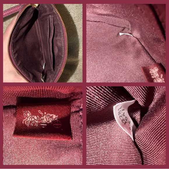 Coach Wristlet in Black Cherry New Corner Zip Wristlet sparkly purple red NWOT - Picture 6 of 9